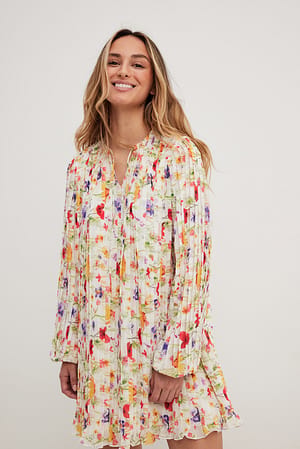 Pleated Flowy Mini Dress