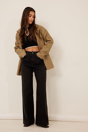 Pleated Long Jeans