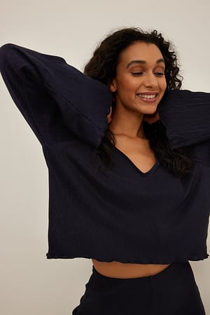 Pleated Long Sleeve Blouse