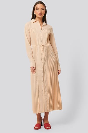Pink Pleated Maxi Dress