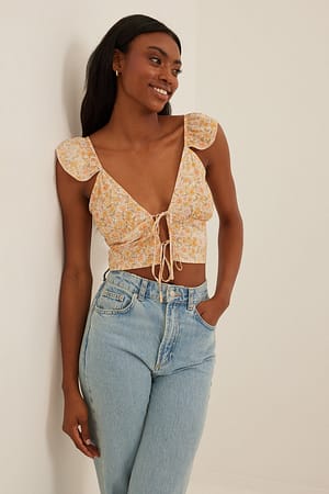 Printed Butterfly Sleeve Top