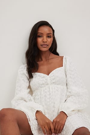 Puffy Sleeve Gathered Mini Dress