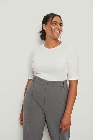 Recycled Round Neck Ribbed Top