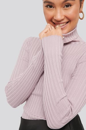 Ribbed Detail Knitted Polo Sweater