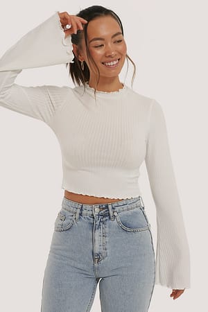 Ribbed Trumpet Sleeve Top
