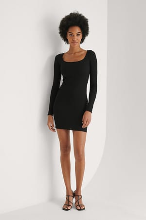 Round Neck Rib Mini Dress