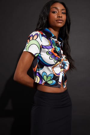 Chemise en satin à imprimé