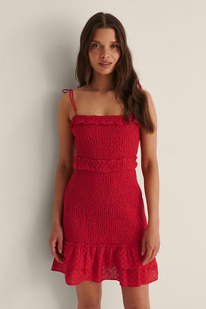 Smocked Anglaise Mini Dress