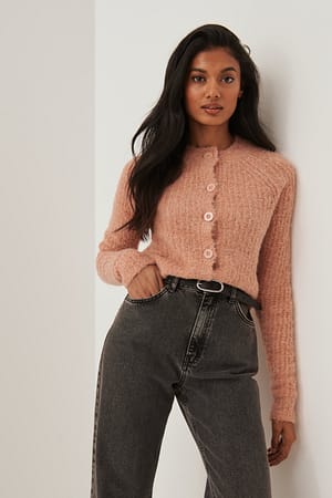 Soft Round Neck Buttoned Cardigan