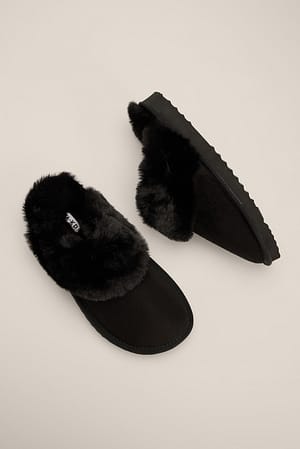Black Bløde teddyslippers