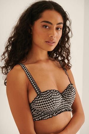 Soutien-Gorge Droit À Balconnets À Carreaux