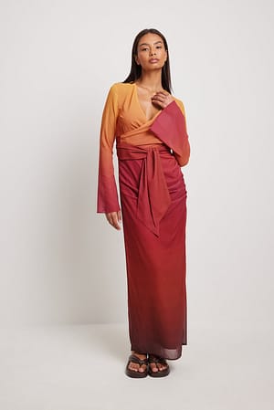 Straps Waist Ombre Maxi Dress