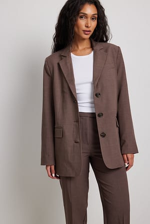 Melange-Blazer in Oversize mit drei Knöpfen