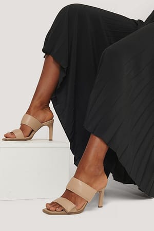 Velcro Strap Square Toe Mules