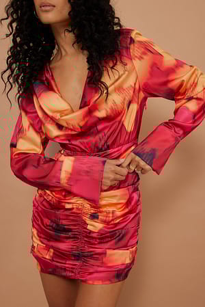 Waterfall Draped Shirt Dress