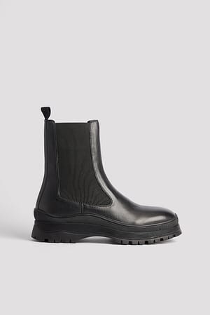 Wavy Sole Leather Boots