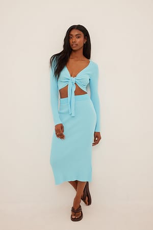 Wide Rib Knitted Midi Skirt