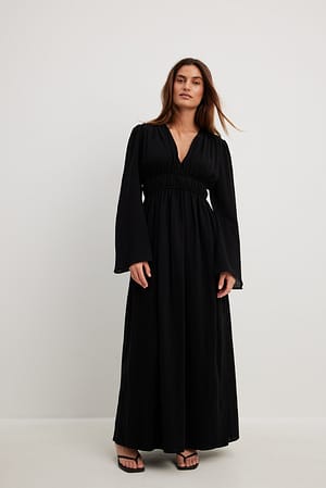 Black Wide Sleeve Maxi Dress