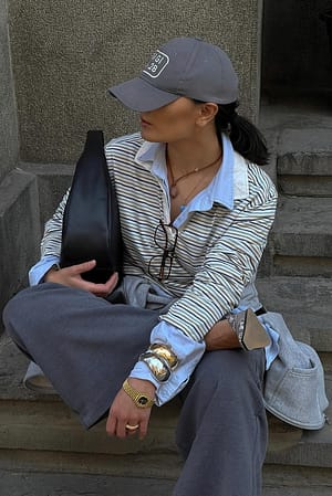 Blue/White Stripe Long Sleeve Polo Shirt