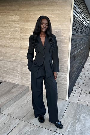 Black Wide High Waist Suit Pants