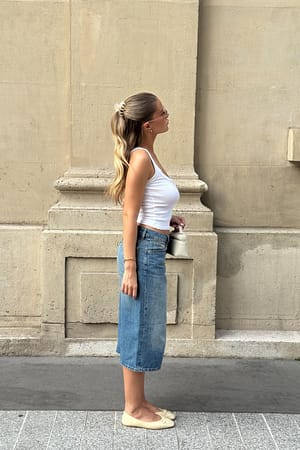 Light Blue Lavtaljede Baggy Jorts