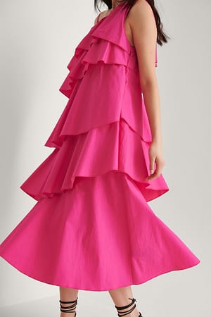 Fuchsia Flounce Layer Dress