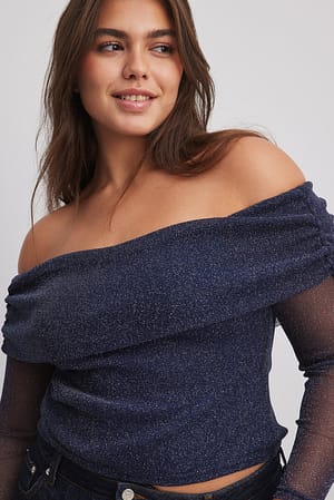 Haut pailleté en tulle à épaules dénudées