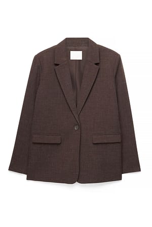 Brown Melange Ein-Knopf-Melange-Blazer