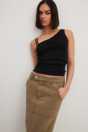 One Shoulder Double Strap Top