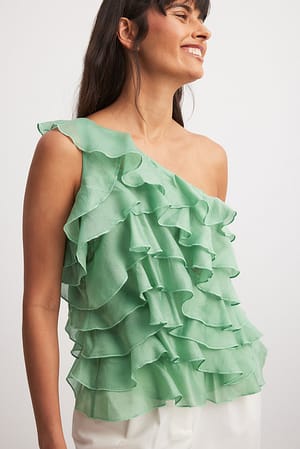 One Shoulder Ruffled Top