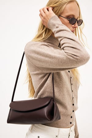 Brown Overlap Fold Detail Handbag