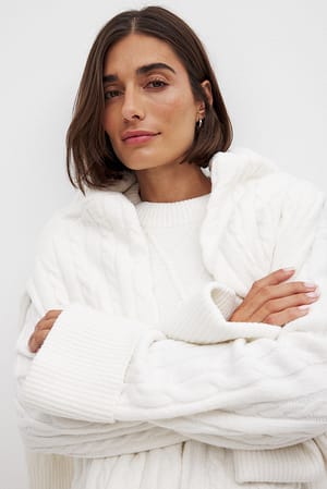Offwhite Oversized Cable Knit Sweater