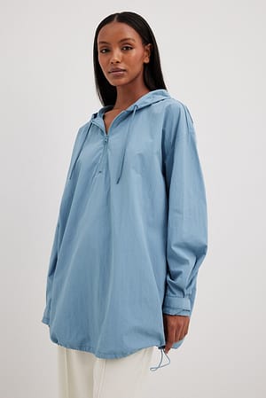 Blue Oversized hoodie met trekkoord