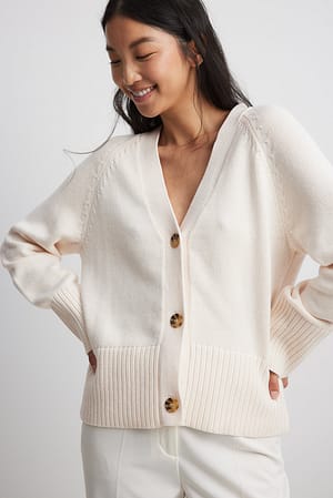 Cream Oversized Knitted Cardigan