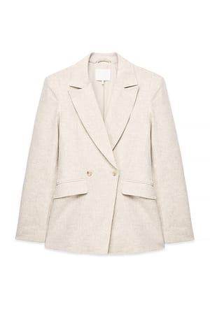 Beige Oversize-Blazer aus Leinenmischung