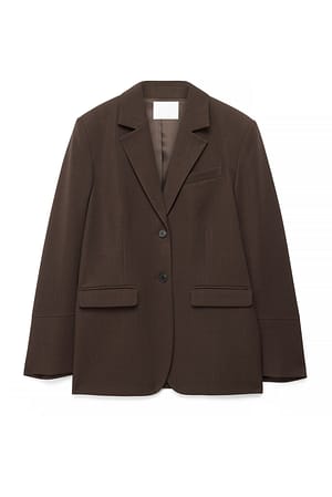 Brown Melange Oversized Melange Blazer With Wide Sleeves