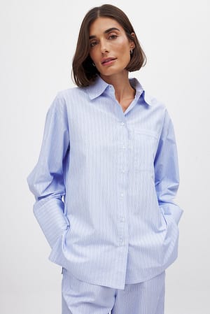Blue Stripe Oversized Striped Shirt