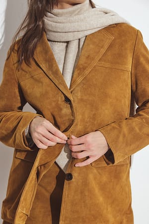 Medium Brown Oversized Suede Blazer