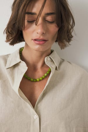 Green Stone Pearl Necklace