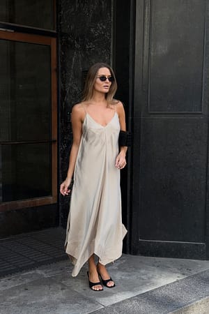 Sand Panel Detail Midi Dress