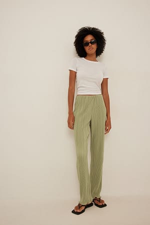 Pleated Elastic Waist Pants