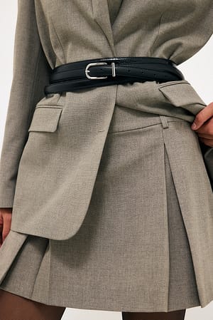 Greige Pleated Mini Skirt