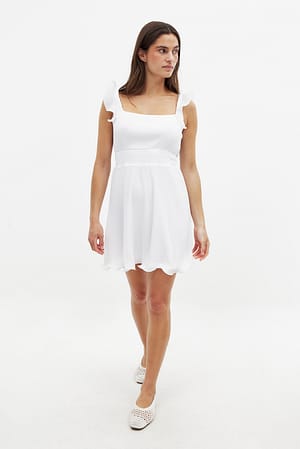 White Plisse Mini Dress