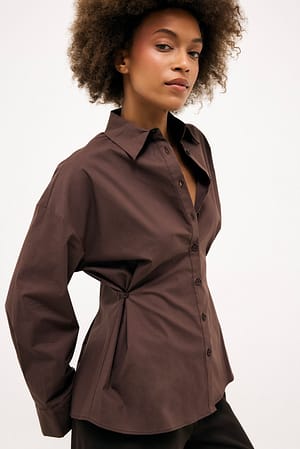 Brown Plissé Overhemd