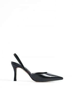 Black Spetsiga pumps med slingback