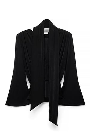 Black Power Shoulder Scarf Top