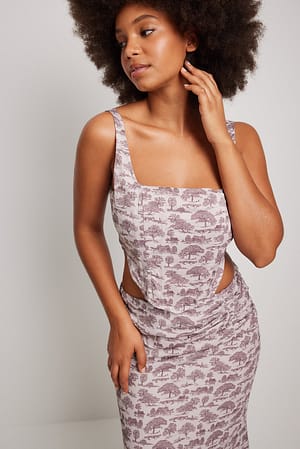 Kort korsettop med print