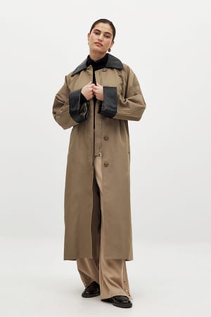 Trenchcoat met PU detail