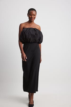 Puff Top Fitted Maxi Dress