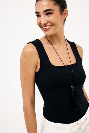 Black Punto sleeveless Jersey top